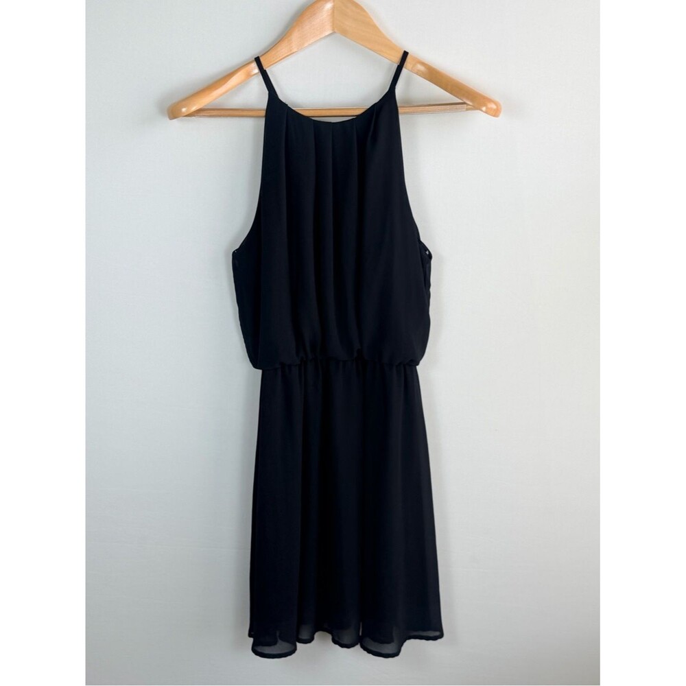 DNA Couture Black Chiffon Blouson Dress Small